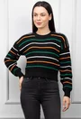 Pulover negru cu dungi colorate