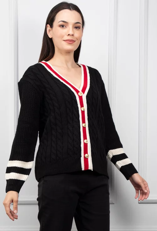 Pulover negru cu nasturi