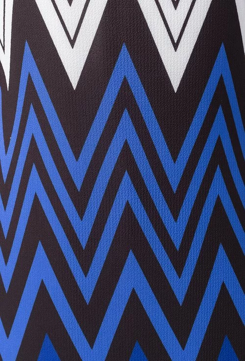 Rochie alb cu albastru si imprimeu geometric negru Melentina