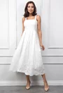 Rochie alba cu bretele si model perforat