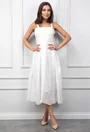 Rochie alba cu bretele si model perforat