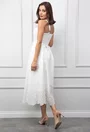 Rochie alba cu bretele si model perforat