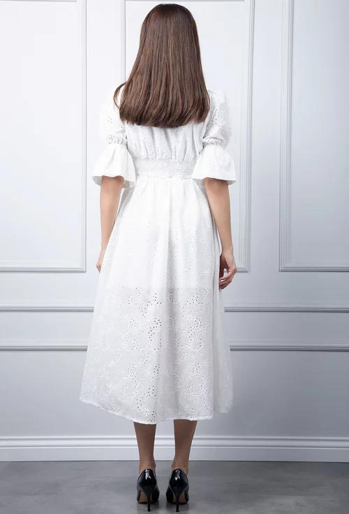 Rochie alba cu decolteu in V