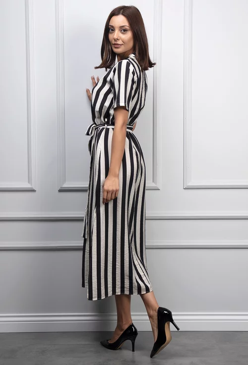 Rochie alba cu dungi negre