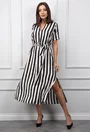 Rochie alba cu dungi negre