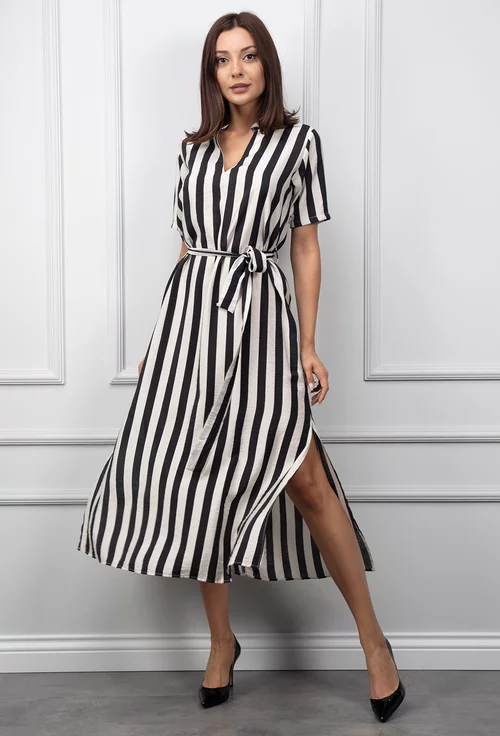 Rochie alba cu dungi negre
