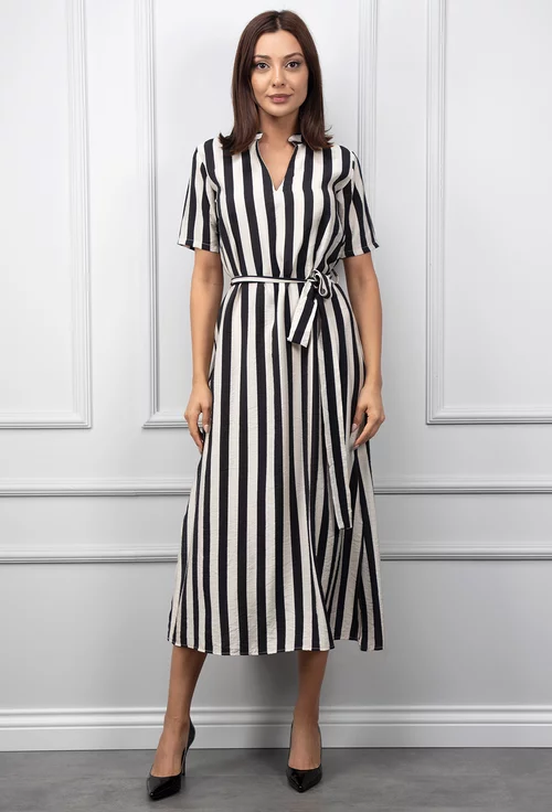 Rochie alba cu dungi negre