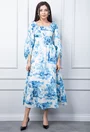 Rochie alba cu imprimeu bleu