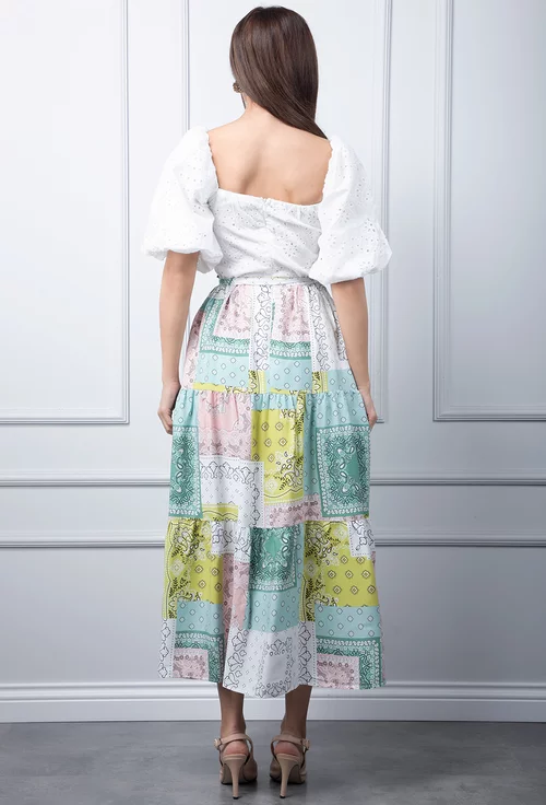 Rochie alba cu imprimeu colorat