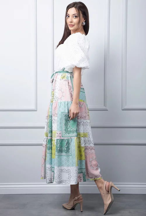 Rochie alba cu imprimeu colorat