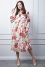 Rochie alba cu imprimeu floral multicolor