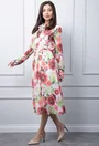 Rochie alba cu imprimeu floral multicolor