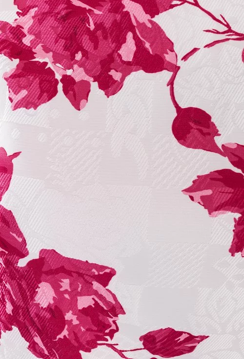 Rochie alba din bumbac cu imprimeu floral roz Tiana