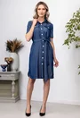 Rochie albastra cu buzunare si nasturi