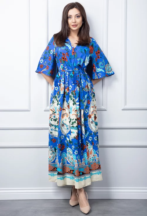 Rochie albastra cu imprimeu colorat