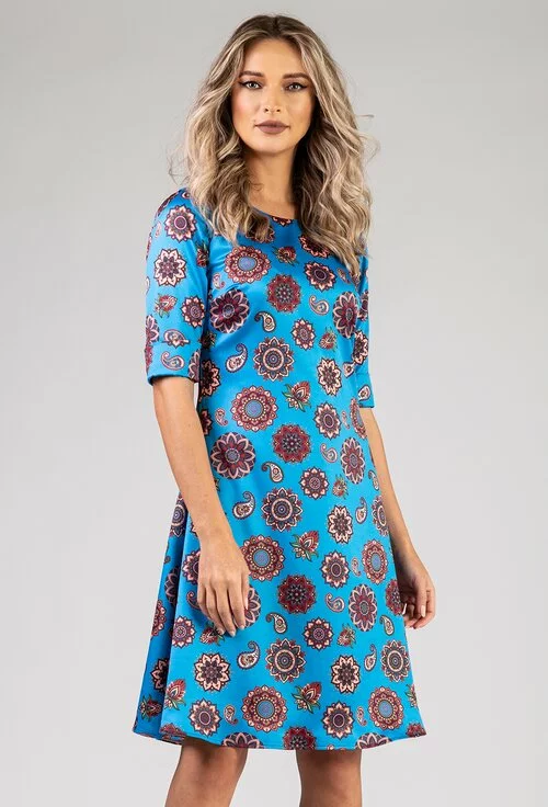 Rochie albastra cu imprimeu mandala