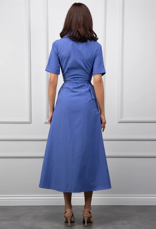 Rochie albastra cu nasturi