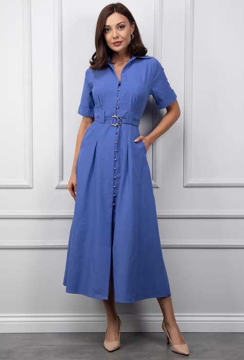 Rochie albastra cu nasturi