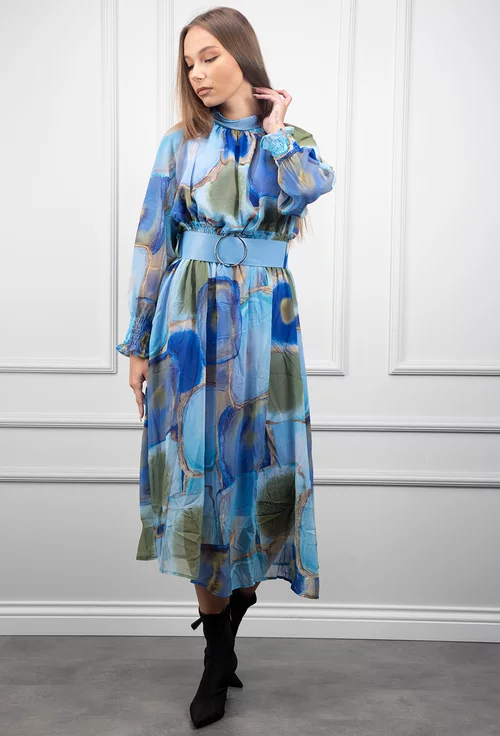 Rochie albastra cu verde