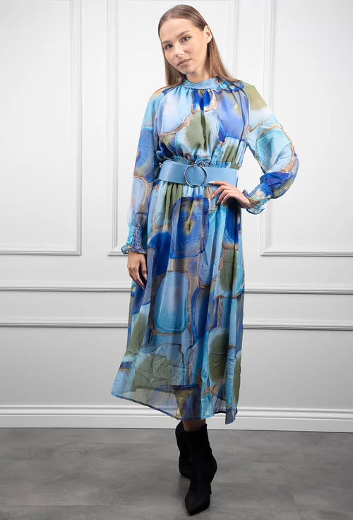 Rochie albastra cu verde