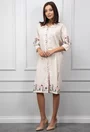 Rochie bej accesorizata cu broderie