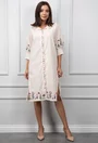 Rochie bej accesorizata cu broderie