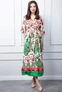 Rochie bej cu imprimeu colorat