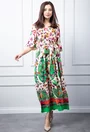 Rochie bej cu imprimeu colorat