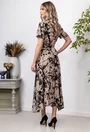 Rochie bej cu imprimeu negru
