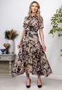 Rochie bej cu imprimeu negru