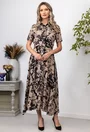 Rochie bej cu imprimeu negru