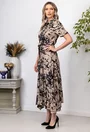 Rochie bej cu imprimeu negru