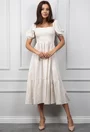 Rochie bej deschis cu volan lat