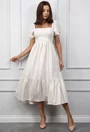 Rochie bej deschis cu volan lat