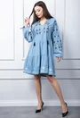 Rochie bleu cu broderie