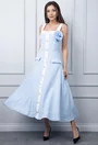 Rochie bleu cu detalii albe