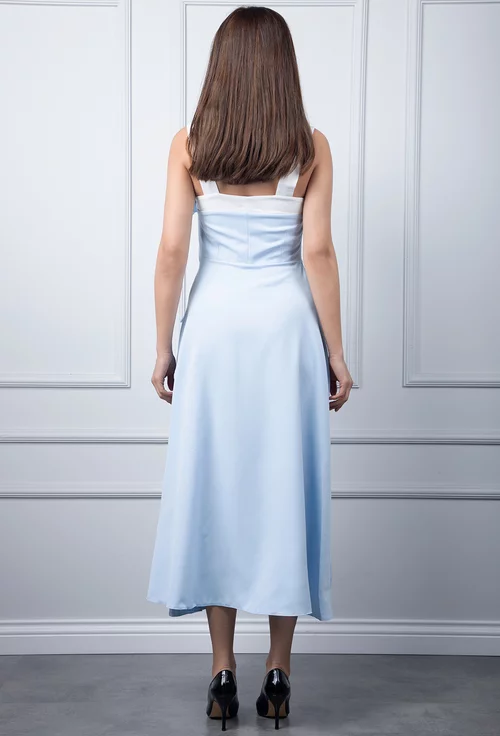 Rochie bleu cu detalii albe