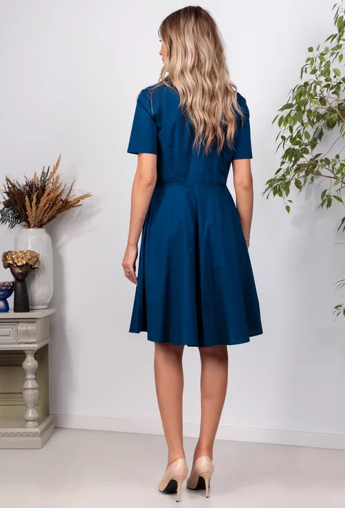 Rochie bleumarin cu buzunare