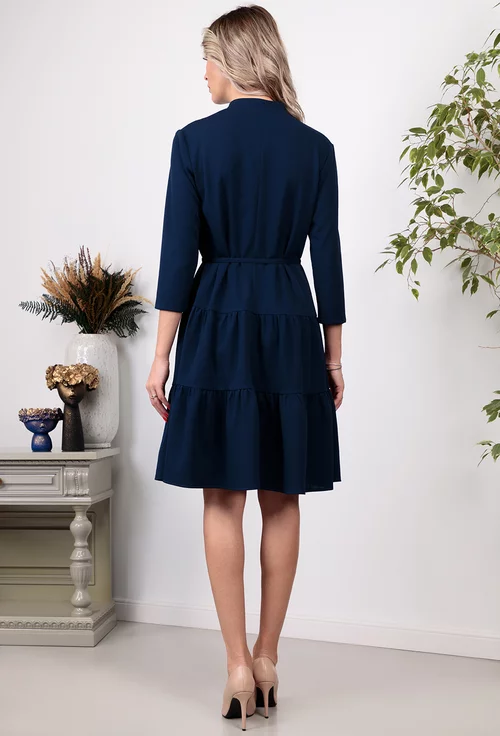 Rochie bleumarin cu volane late