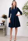 Rochie bleumarin cu volane late