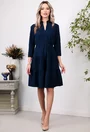 Rochie bleumarin cu volane late