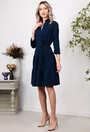 Rochie bleumarin cu volane late