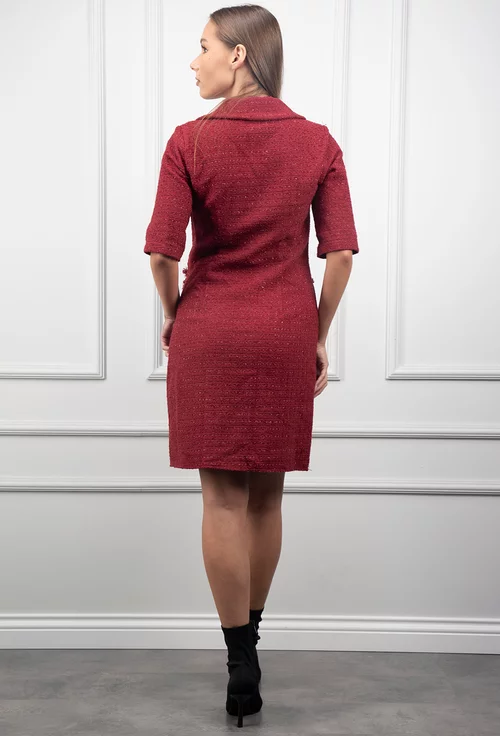 Rochie bordo cu buzunare decorative
