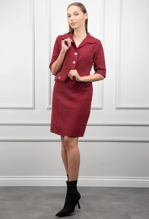 Rochie bordo cu buzunare decorative