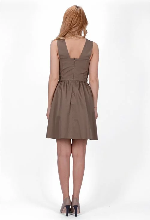 Rochie casual din bumbac taupe Marina