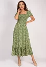 Rochie casual verde cu imprimeu