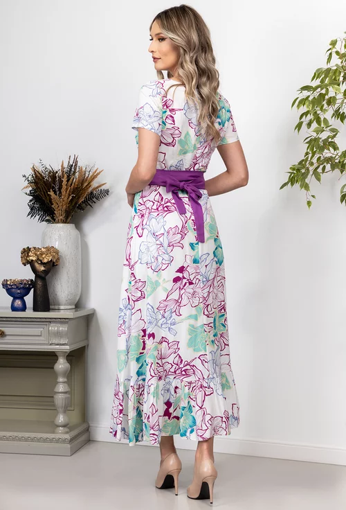 Rochie cu imprimeu floral multicolor