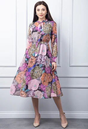 Rochie cu imprimeu floral multicolor
