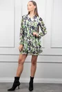Rochie cu imprimeu verde si negru