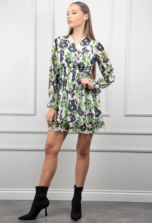 Rochie cu imprimeu verde si negru
